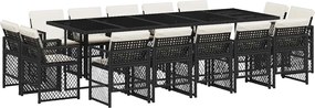 vidaXL Set mobilier de grădină cu perne, 15 piese, negru, poliratan