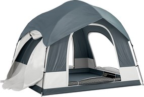 Outsunny Cort de camping pentru 2-4 persoane, impermeabil, cort de familie cu 3 uși, acoperiș de ploaie detașabil, folie de sol, geantă de transport, albastru închis | Aosom Romania