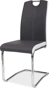 Scaun H341, gri/alb, piele ecologica/metal, 43x44x101 cm