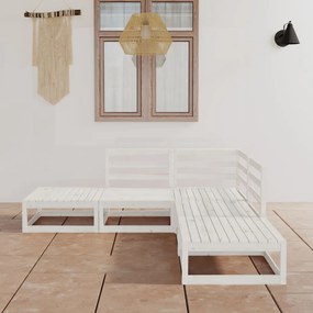 3075495 vidaXL Set mobilier de grădină, 5 piese, alb, lemn masiv de pin