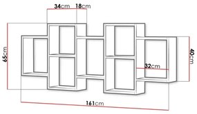 Etajeră de perete TRIO 65x161 cm alb
