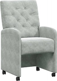 vidaXL Scaune de dining cu roți 2 pcs Gri deschis 58 x 67 x 97 cm