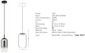 Pendul LED design decorativ Chloe I fumuriu