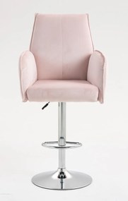 HR280W Scaun Roz din Catifea cu Bază Cromata