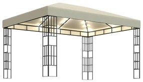 Pavilion cu sir de lumini LED, crem, 3x4 m Crem, 3 x 4 m