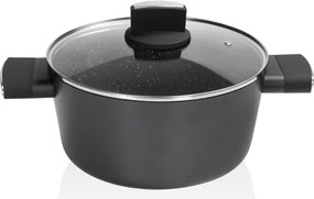 Cratita Zilan ZLN0867 Negru cu invelis din marmura, 5 straturi, 28 cm si manere fine la atingere, 7.1 L