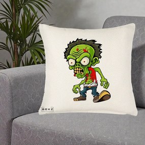 Perna Decorativa Zombie Halloween, 40x40 cm, Crem Reliefat, Husa Detasabila, Perna Inclusa, BEKZ®