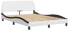 373184 vidaXL Cadru de pat cu tăblie, alb și negru,140x190cm, piele ecologică