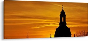 Tablou cu biserică în apus de soare (120x50 cm)