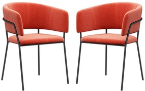 HOMCOM Lot de 2 scaune de dining picioare din oțel, șezut tapițat în aspect de catifea, portocaliu | Aosom Romania