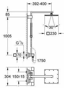 Coloana de dus cu baterie termostatata Grohe Euphoria Cube XXL 230