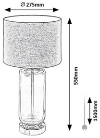 Lampa de masa sticla fumurie abajur gri Rien