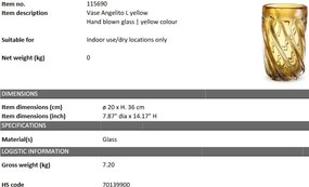 Vaza flori, Vas decorativ Angelito L, galben 115690 HZ