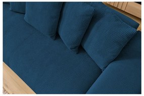 Canapea albastru-închis cu tapițerie din catifea reiată 280 cm Voltaire – Bobochic Paris