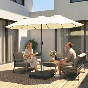 Outsunny Umbrelă Dublă de Grădină 3x1.5 m, Umbrelă de Exterior cu Sac de Nisip, Anti UV 50+, Bej | Aosom Romania