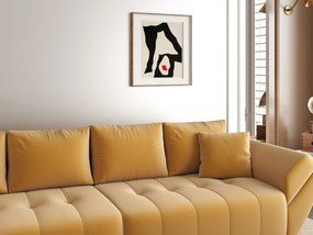 Canapea extensibilă dumonde cu ladă de depozitare si sezut confortabil din spuma high-density, Berlin Royal Mustar 300x100 cm