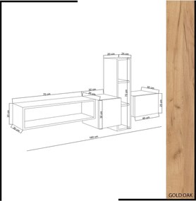 Comoda TV, Hanah Home, Kumkuat, Stejar / Alb