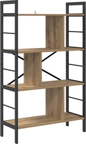 vidaXL Raft pentru cărți Stejar Artizanal 75 x 30 x 123,5 cm