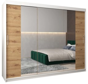 Dulap de haine 250 cm Toki 2 (alb mat + stejar artisan). 1065029