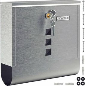 Monzana Cutie poștală cu tub pentru ziare POST, 30,5x10x33,5cm, argintiu