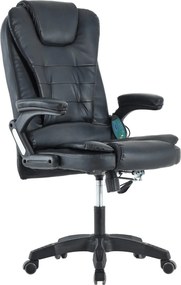 Scaun de birou TYLER NEW, negru, piele ecologica/plastic, 65x71x110/12