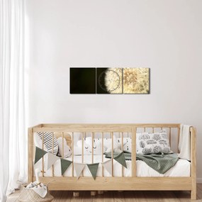 Tablou cu păpădie gri (cu ceas) (90x30 cm)