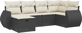 vidaXL Set mobilier de grădină cu perne, 6 piese, negru, poliratan