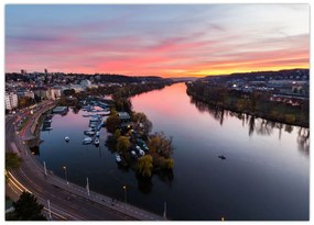 Tablou pe sticlă cu Praga nocturnă (70x50 cm)