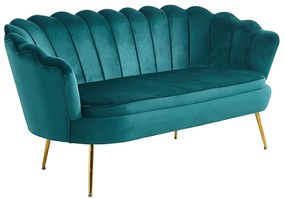 Canapea de lux, 3 locuri, tesatura de catifea smarald   crom auriu, stil Art-deco, NOBLIN