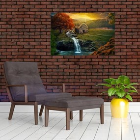 Tablou cu căbănuță în peisaj de poveste (90x60 cm)