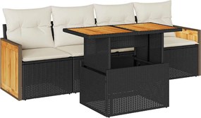 vidaXL Set mobilier de grădină cu perne, 5 piese,poliratan/lemn acacia