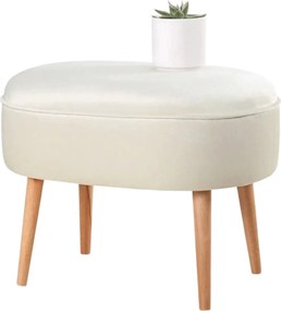 Taburet MOILE, stofa catifelata crem, 63x44x47 cm