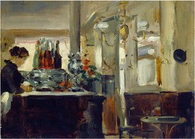 Tablou pe sticlă - Style of Edouard Manet, Bon Bock Cafe, reproducere (70x50 cm)