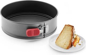 Forma de tort cu fund detasabil Lekue 1009475, Ø24 cm, Acoperire ceramica antiaderenta, Otel carbon, +4°C / +240°C, Negru/Rosu
