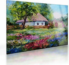 Tablou pe sticlă - Cabană (70x50 cm)