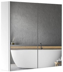 HOMCOM Armară Oglindă Cadru din Oțel inoxidabil cu Depozitare Raft pentru Toaletă Baie dim. 60L x 12l x 55H cm | Aosom Romania