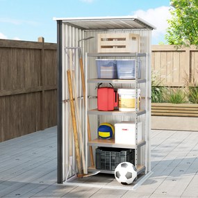 Outsunny Șopron de Grădină Exterior 0,69 m² 83x89x163 cm cu Acoperiș Înclinat Ușă cu Închizătoare Include Mănuși Gri Închis | Aosom Romania