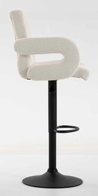 HR8404KW Scaun Crem Boucle cu Bază Neagră