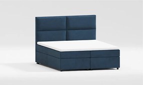 Pat boxspring albastru închis cu spațiu de depozitare 180x200 cm Rico – Ropez
