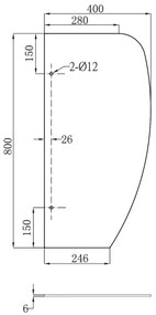 Sapho - Panou despărțitor pentru pisoare 40x80 cm, sticlă mată
