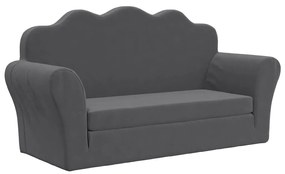 vidaXL Canapea extensibilă de copii cu 2 locuri, antracit, pluș moale