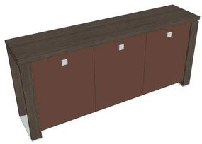 Dulap mic Verno+ 200 x 46 x 90 cm, uși de sticlă, stejar antracit / maro