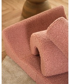 Fotoliu pentru copii roz cu tapițerie din țesătură bouclé Flipster – Wigiwama