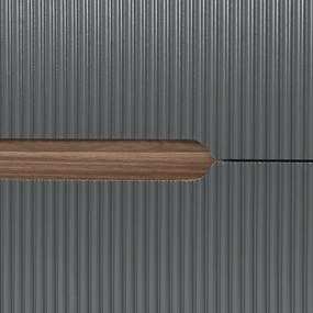 Trent mobilier de baie 60 cm chiuvetă ceramică (2 sertare) cu oglindă 60x80 cm stejar sunset-antracit gri