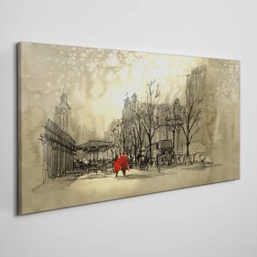 Tablou canvas cuplu de abstracție de oraș