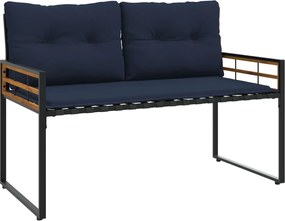 vidaXL Bancă cu strat din lemn cu pernă Bleumarin 114 x 55 x 77 cm