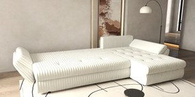 Colțar extensibil dumonde cu ladă de depozitare si sezut confortabil din spuma high-density, Loana XL Ambience Ivory 335x185 cm