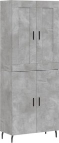 vidaXL Dulap înalt, gri beton, 69,5x34x180, lemn compozit