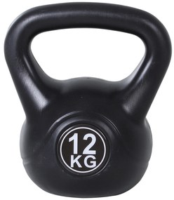 HOMCOM gantera kettlebell 12 kg, 27x21x31cm negru | Aosom Romania