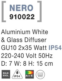 Aplica perete ambientala de exterior IP54 NERO alba NVL-910022